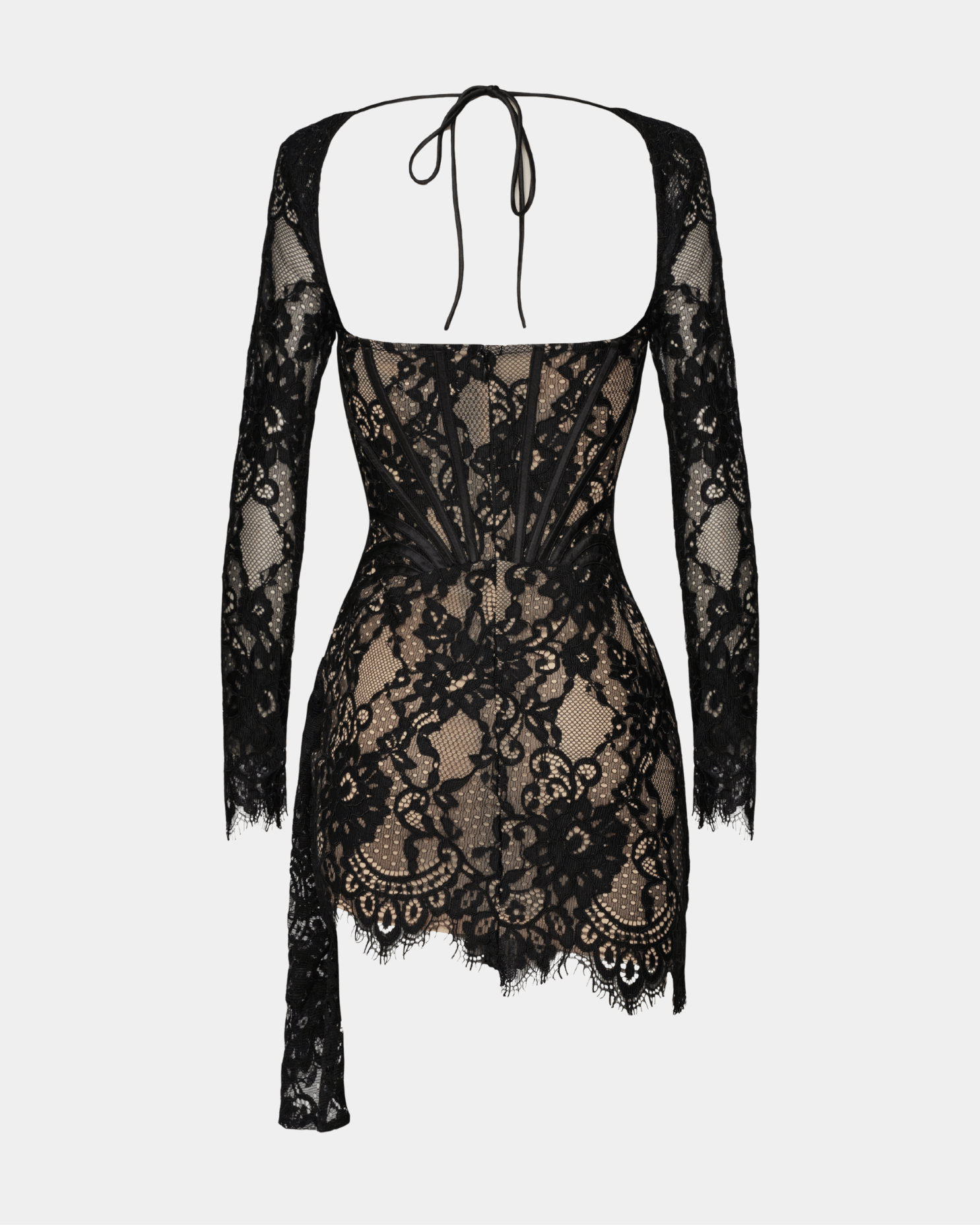 The lace corset long sleeve mini dress