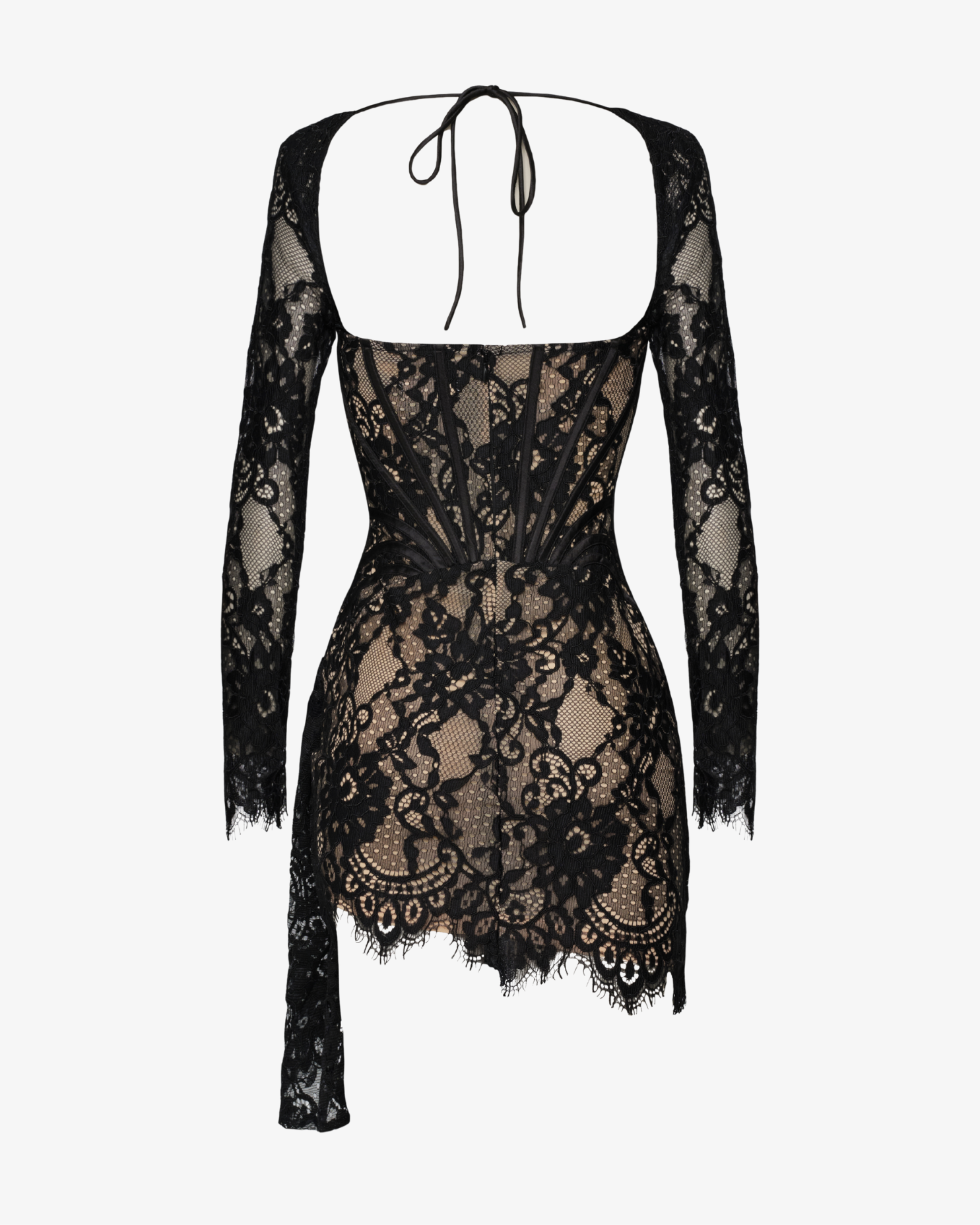 The lace corset long sleeve mini dress