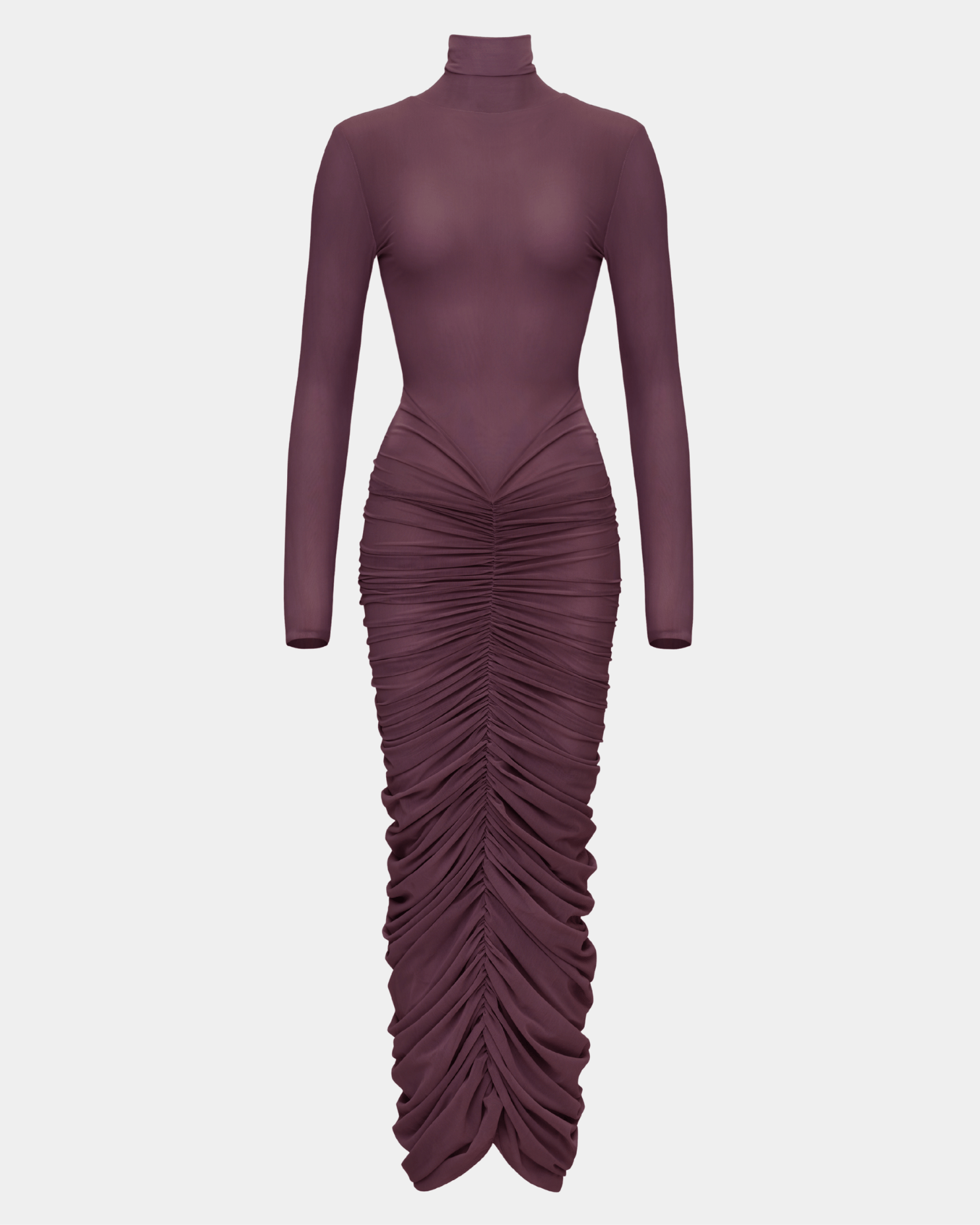 ruched maxi dress long sleeve TFNC long sleeve ruched split maxi dress in deep rust