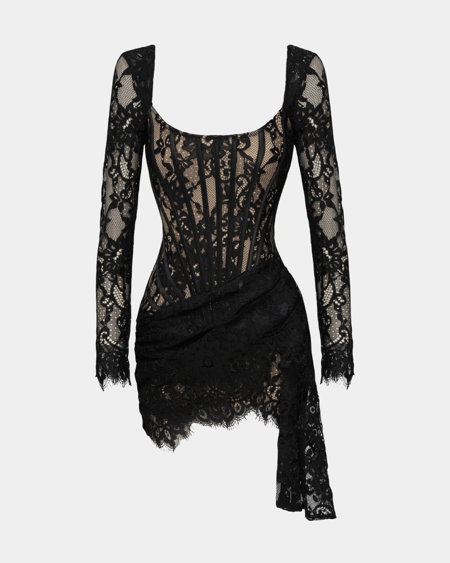 The lace corset long sleeve mini dress