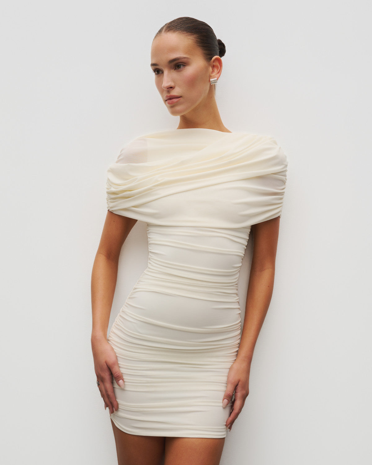 The Draped Shoulder Mini Dress