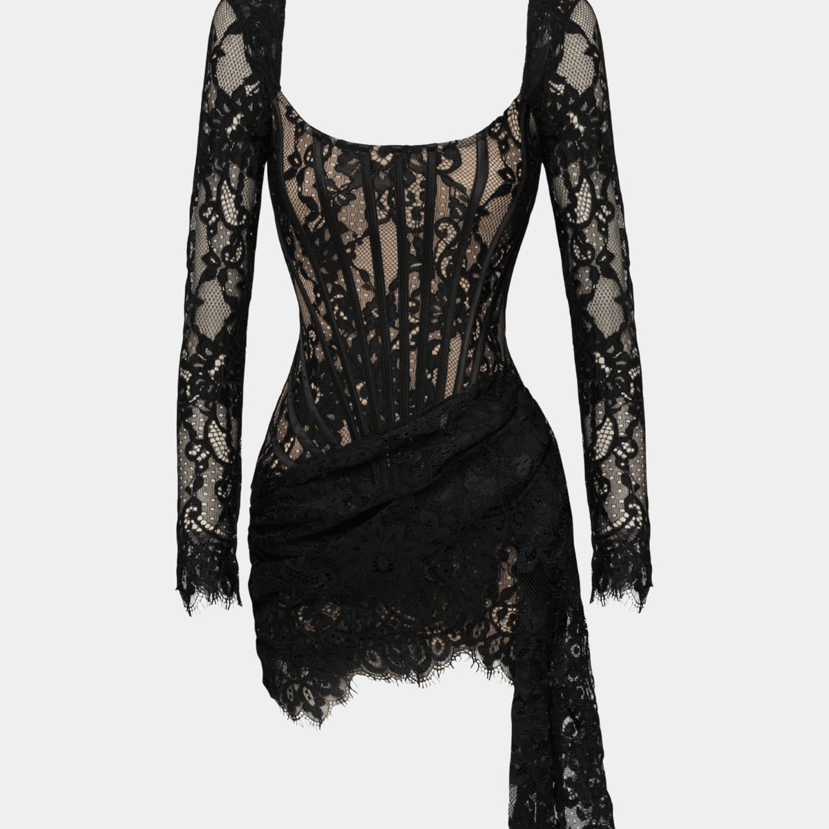 The lace corset long sleeve mini dress - HEIRESS BEVERLY HILLS The lace corset long sleeve mini dress - HEIRESS BEVERLY HILLS