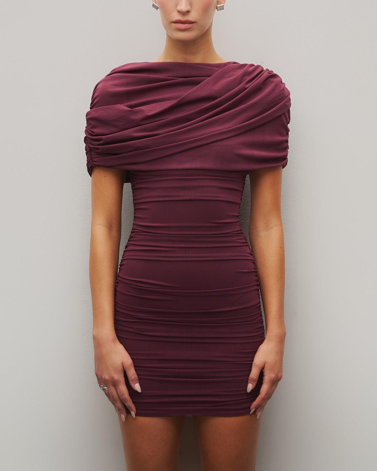 The Draped Shoulder Mini Dress