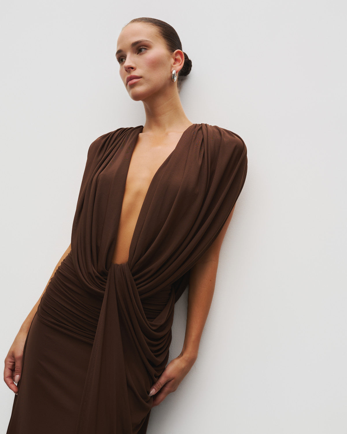 The Plunge Drape Gown