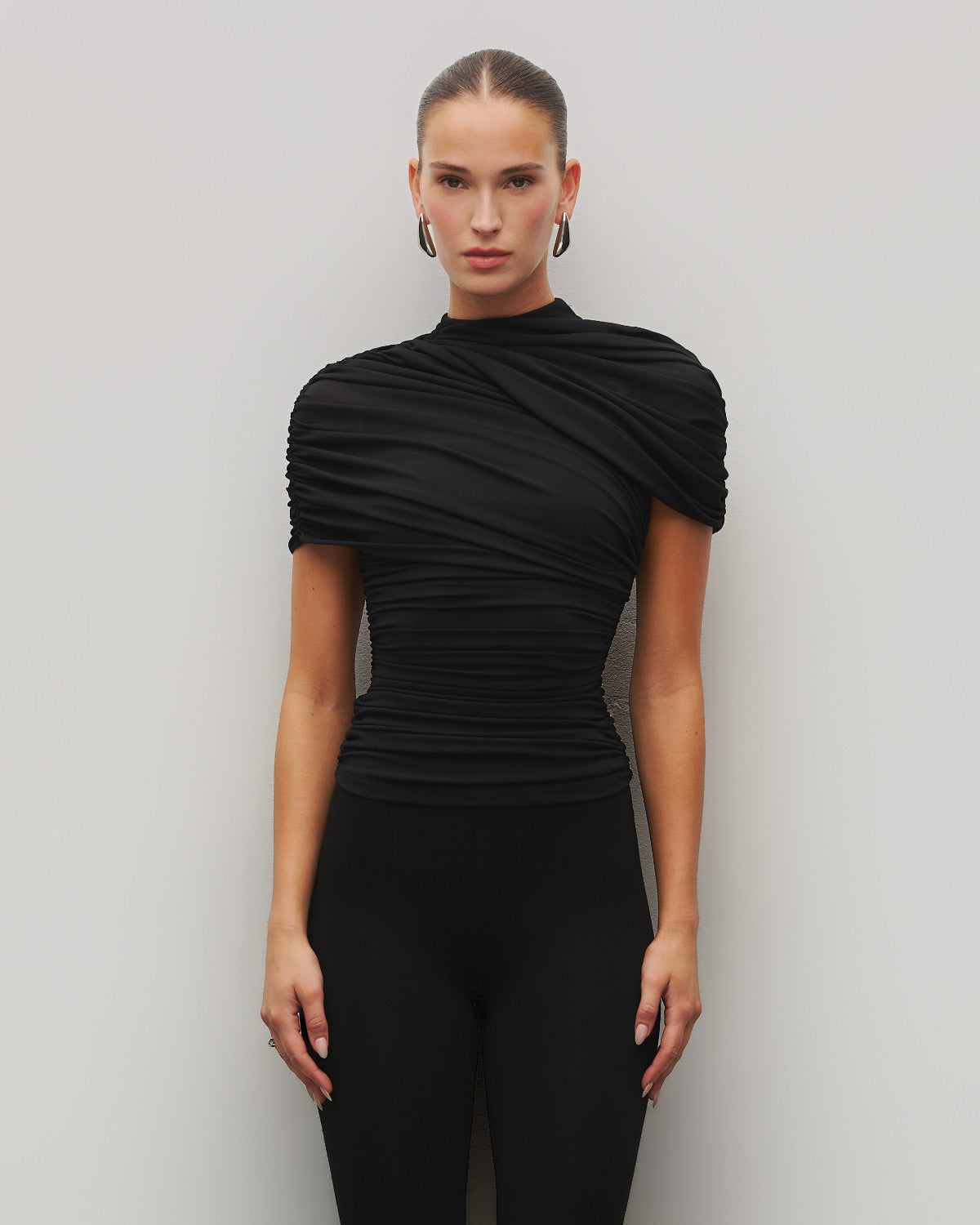 theredthread S loop drape tops 黒 THEREDTHREAD / ザレッドスレッド】S loop drape tops