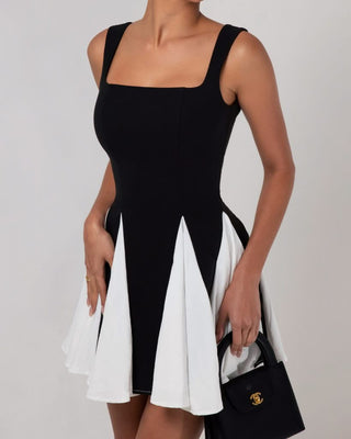 Black colorblock pleated mini dress - HEIRESS BEVERLY HILLS