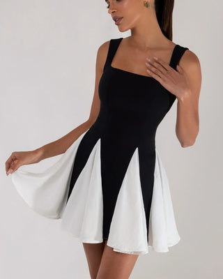 Black colorblock pleated mini dress - HEIRESS BEVERLY HILLS