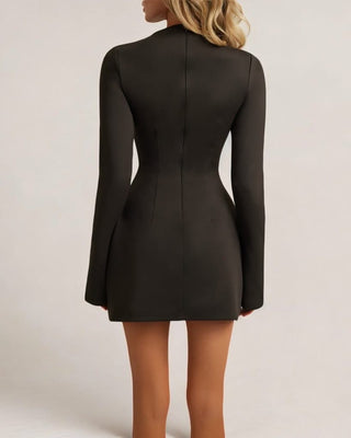 Black long sleeve a line pocket mini dress - HEIRESS BEVERLY HILLS