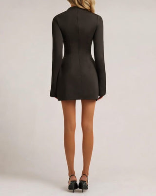 Black long sleeve a line pocket mini dress - HEIRESS BEVERLY HILLS