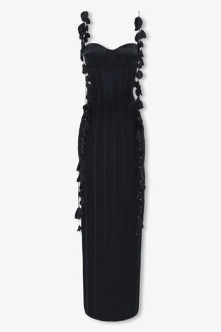 Black silk petal maxi dress - HEIRESS BEVERLY HILLS