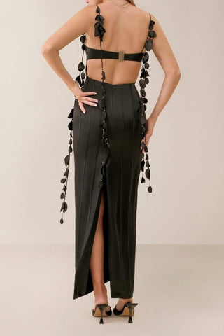 Black silk petal maxi dress - HEIRESS BEVERLY HILLS