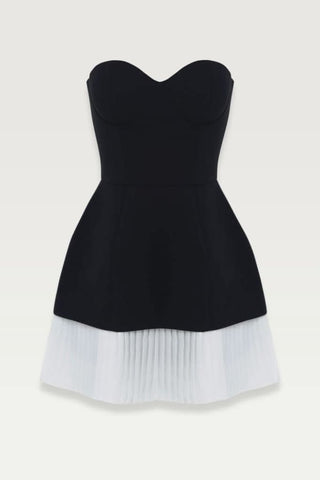 Black strapless a - line pleated mini dress - HEIRESS BEVERLY HILLS