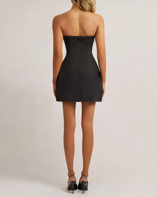 Black strapless a line pocket mini dress - HEIRESS BEVERLY HILLS