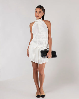 Cream pleated mini skirt - HEIRESS BEVERLY HILLS