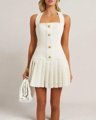 Cream tweed flare mini dress - HEIRESS BEVERLY HILLS