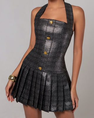 Metallic tweed flare mini dress - HEIRESS BEVERLY HILLS