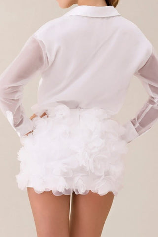 White chiffon flower embellished mini skirt - HEIRESS BEVERLY HILLS