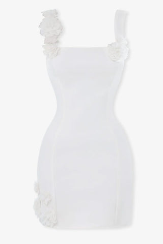 White crepe flower bodycon mini dress - HEIRESS BEVERLY HILLS