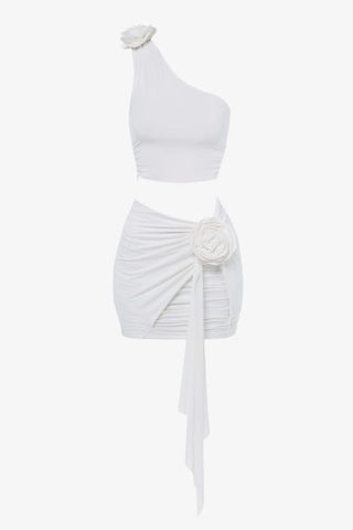 White flower asymmetric crop top - HEIRESS BEVERLY HILLS