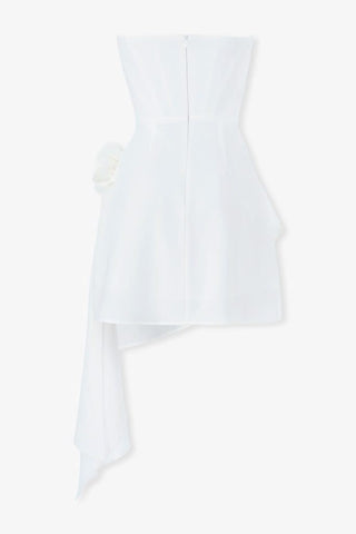 White silk corset strapless flower mini dress - HEIRESS BEVERLY HILLS