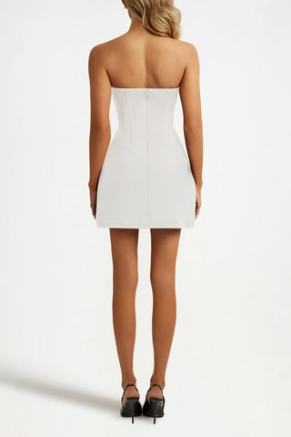 White strapless a line pocket mini dress - HEIRESS BEVERLY HILLS