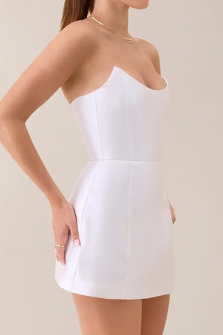 White strapless sheen corset mini dress - HEIRESS BEVERLY HILLS