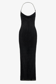 Black chiffon embellished cowl neck slip maxi dress - HEIRESS BEVERLY HILLS