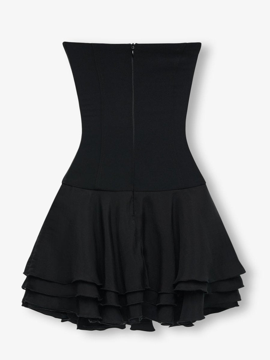 Black corset chiffon flared mini dress - HEIRESS BEVERLY HILLS