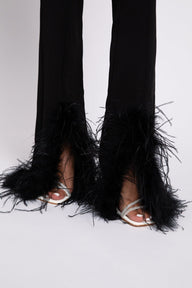 Black crepe fur pants - HEIRESS BEVERLY HILLS