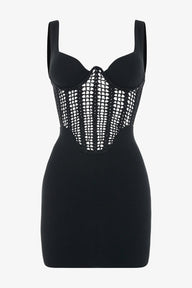 Black crochet corset mini dress - HEIRESS BEVERLY HILLS