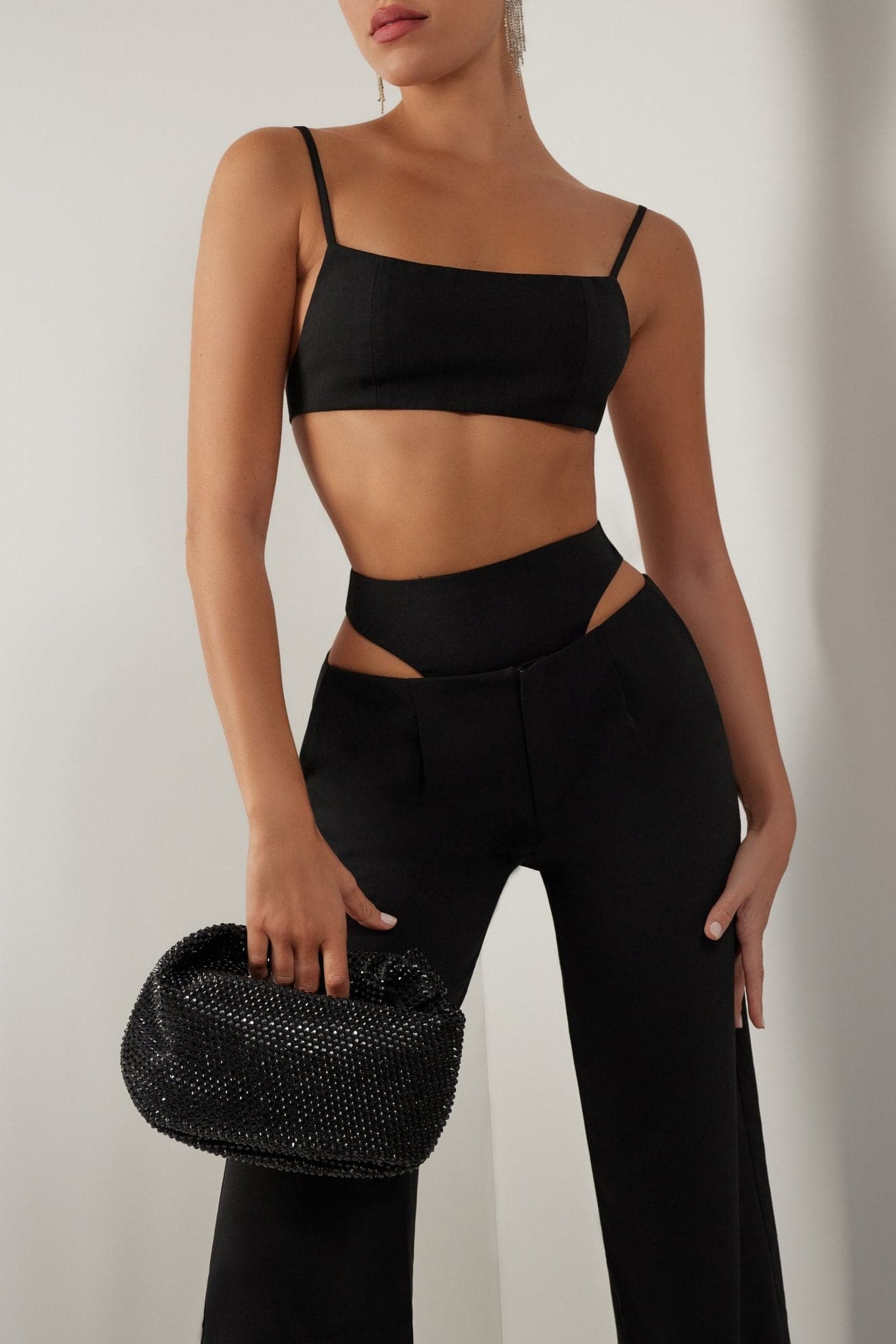 ASYOU Low Rise Skinny Flare Pant With Cut Out Hip Strap Detail In Black |  idusem.idu.edu.tr