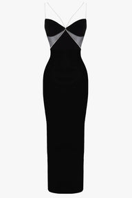 Black diamante strap cutout maxi dress - HEIRESS BEVERLY HILLS