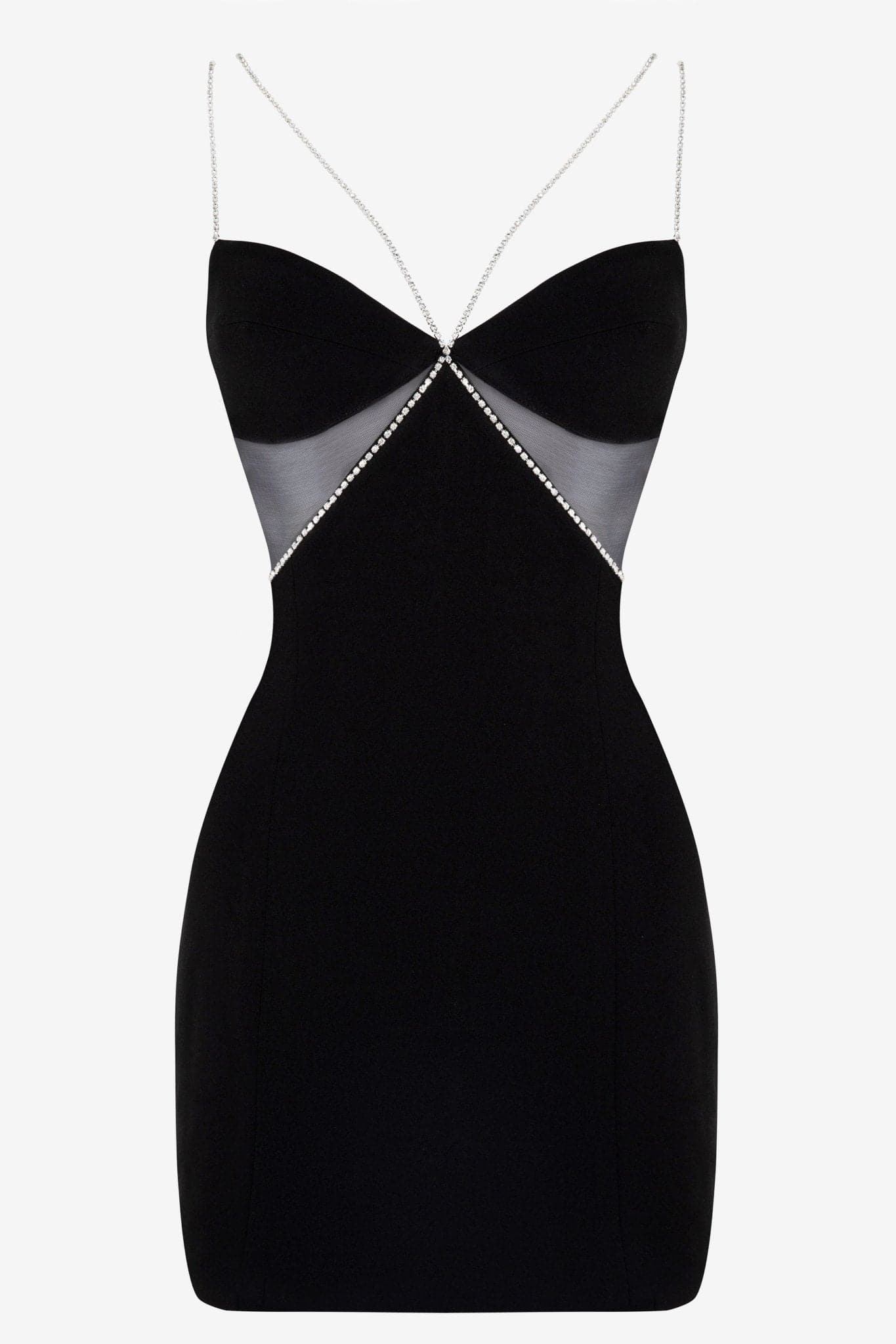 Ivone Mini Dress in Black Diamante Buckle