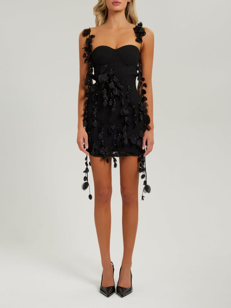 Sweethart Mini Chiffon Dress with Corset Back Black