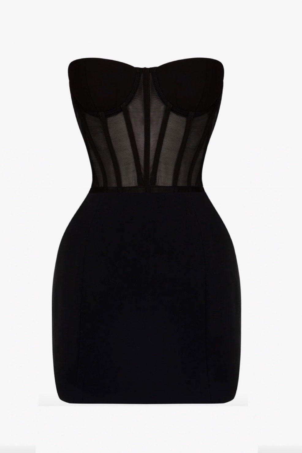 Black strapless mesh corset mini dress - HEIRESS BEVERLY HILLS