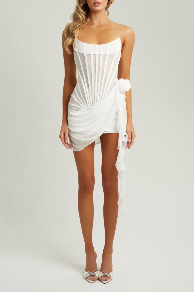 White corset terry mini dress - HEIRESS BEVERLY HILLS