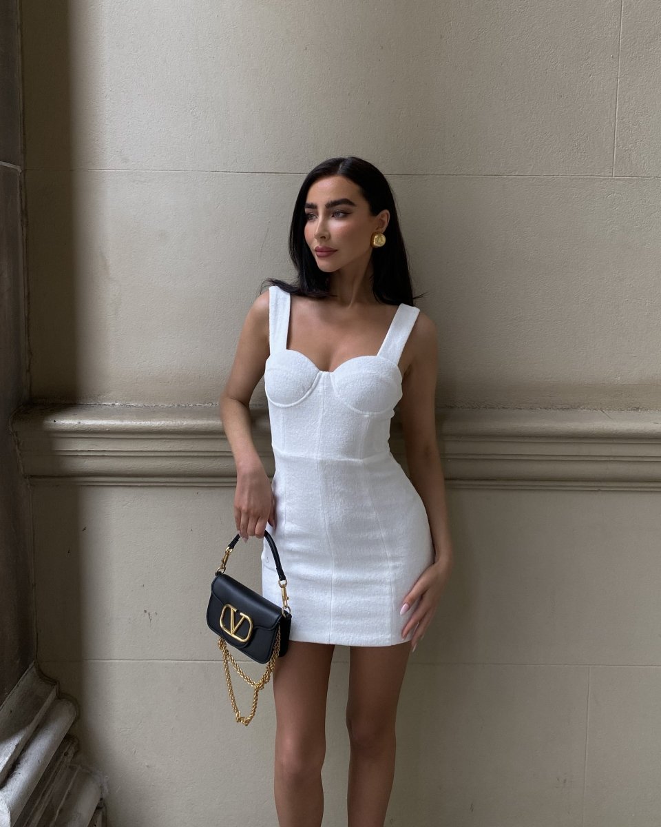 Tanya Corset Mini Dress (White) – Cleo Centric