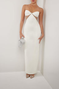 White diamante strap cutout maxi dress - HEIRESS BEVERLY HILLS