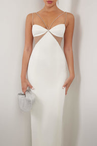 White diamante strap cutout maxi dress - HEIRESS BEVERLY HILLS
